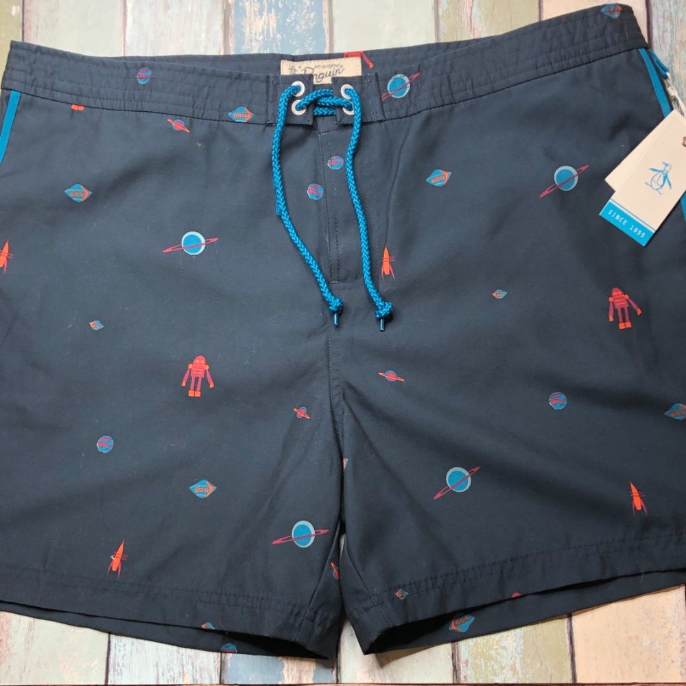 Original Penguin Men's Space Print Swimsuit Trunks - Picture 4 of 7